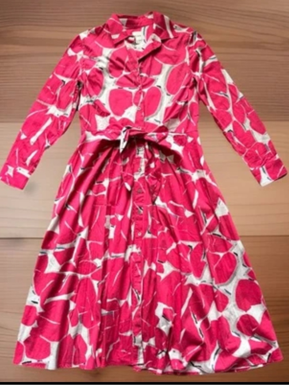 NIC + ZOE Dress Small Red Bold Petals Jessie Stretch Cotton SPRING Shirtdress - Picture 6 of 16